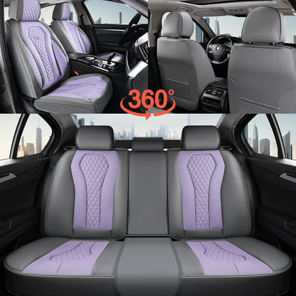 Coverado Seat Covers, Car Seat Covers Full Set, Black Car Seat Cover, Car Seat Covers Front Seats Back Seat Cover, Waterproof Car Seat Cushion, Leather Seat Covers Seat Protector Fit for Most Cars