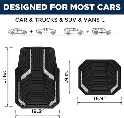 PIC AUTO Heavy Duty Rubber Floor Mats, Purple Aluminum Film Car Mats Set, Front and Rear Car Mats with Anti-Slip Backing, All Weather Protection, Trim-to-Fit for Automotive SUV, Sedan, Van