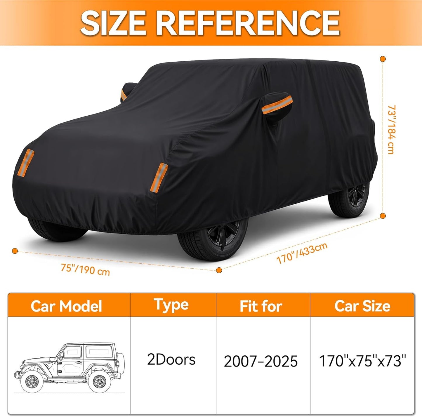 NEVERLAND Sedan Car Cover Waterproof Heavy Duty All Weather Protection Snow Anti-UV Windproof Outdoor Full Car Cover Fit for Automobiles BMW/Mercedes-Benz/Honda（for Car Size:183''L x 70''W x 59''H）