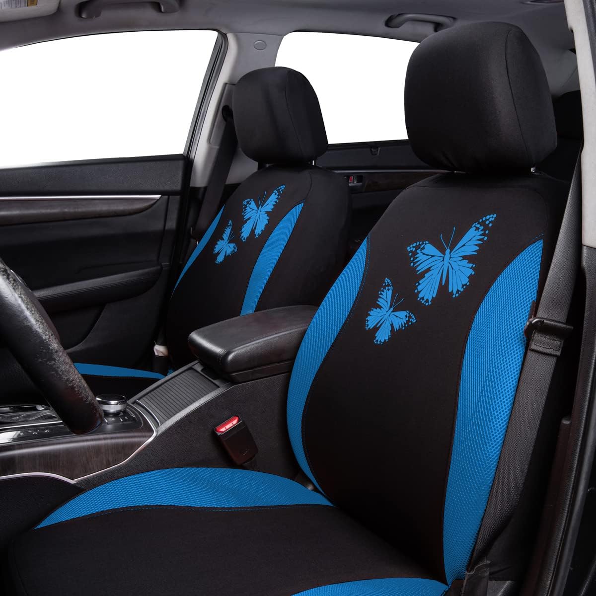 Flying Banner Butterfly car seat Covers ful Set Fashion Universal Lady Woman Female Rear Bench Split Colorized (Pink, 2 Fronts - Lace)
