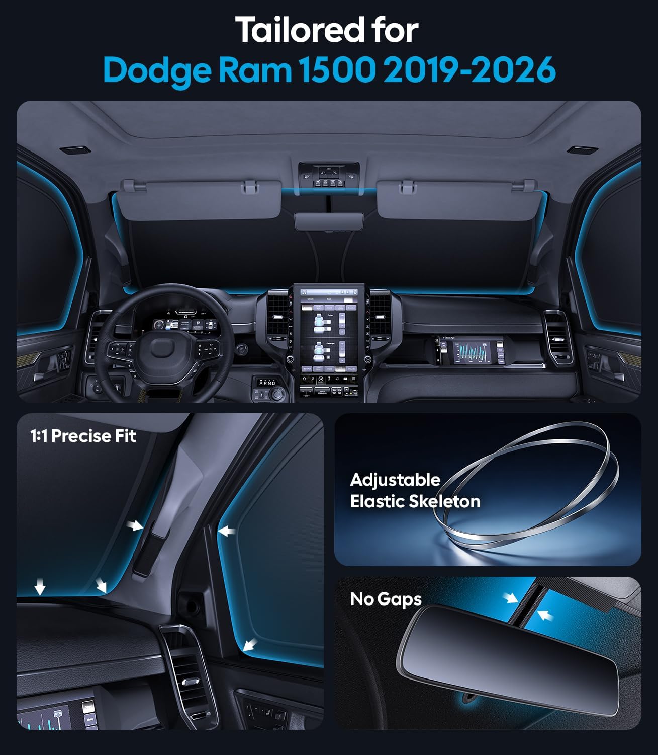 Wigoo 2026 Upgrade 8PCS Full Set Window Sunshade for Toyota 4Runner 2010-2024 [7-Layer Cooler & Blacker, Ice-Crystal Tech] with Windshield for Sun Block, Baby, Camping, Privacy Napping, Relax