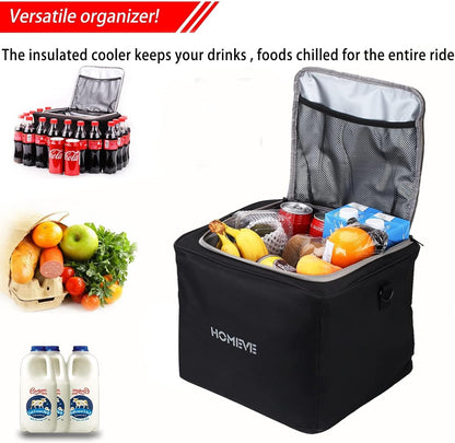 Homeve Car Trunk Organizer for SUV, 18.5Gal Large Capacity No-Sag Heavy Duty, Foldable Waterproof Anti-Slip Storage with 12 Pockets, Fit Sedan,Truck, Universal Car Accessories, Black, Large, 2 Compart
