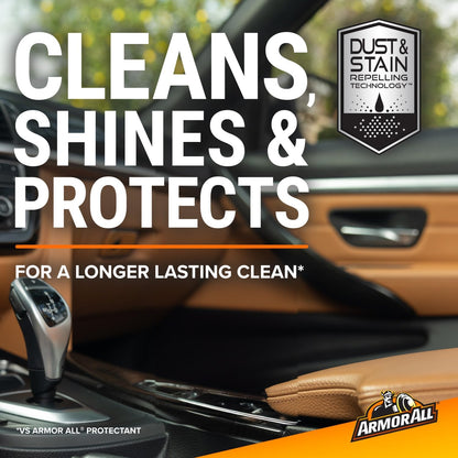 Ultra Shield Car Interior Protectant Wipes by Armor All, Car Cleaning Wipes With Armor All Protectant Prevents Dust Buildup and Enhances Color Depth, 25 Count