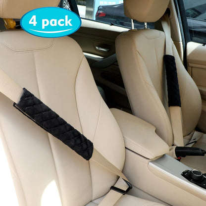 Tatuo 4 Pack Seat Belt Cover Extra Long Seat Belt Pads for Car Soft Comfort Shoulder Strap Covers Harness Pads Helps Protect Your Neck and Shoulder(10.6 Inch,Black)