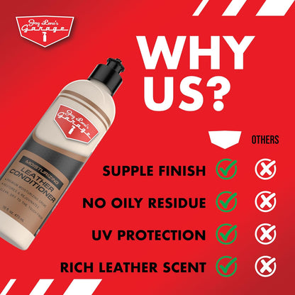 Jay Leno's Garage Leather Cleaner and Conditioner for Car Interior – Advanced Car Seat Leather Cleaner and Conditioner, Auto Leather Care Kit for Interior Detailing and Upholstery Cleaning