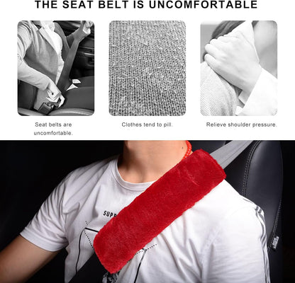 Sun Walker 2PCS Seat Belt Shoulder Pads, Fluffy Soft Plush Auto Seat Belt Pads for Protecting Your Neck & Shoulder, Comfortable Seatbelt Cover Warm Protective Cushion for Most Cars (Purple)