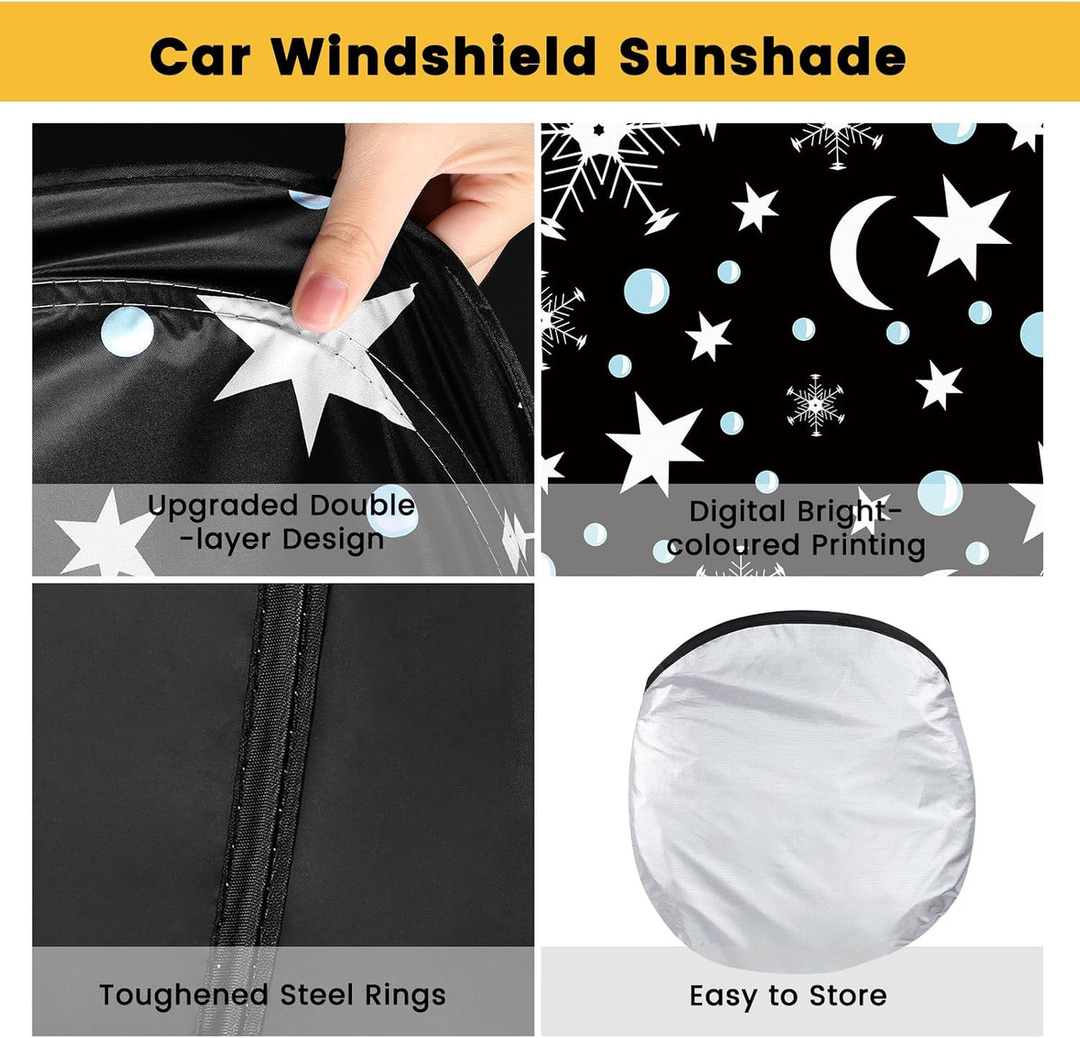 Iridescent Sun Shade for Car Windshield, Foldable Universal Car Windshield Upgrade Sunshade Enhanced UV Rays Reflective Sun Visor Shade Keeps Vehicle Cool