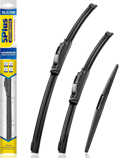 5 PLUS® Silicone Windshield Wipers Replacement for 2007-2014 Ford edge, 2007-2015 Lincoln MKX Wiper Blades(Set of 3),Automotive Replacement Windshield Wiper Blades For My Car-26"/20"/14" - Colors B