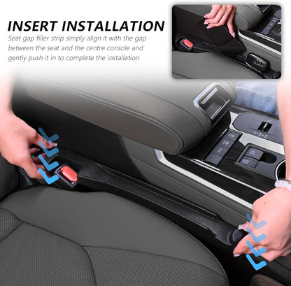 3 in 1 Car Seat Gap Filler Organizer,2PCS Multifunctional Car Seat Gap Plug with Storage Slot & Hook Function,Anti-Drop Cars Gaps Seats Filler Cars Clutter Catcher for SUVs Trucks (Black)