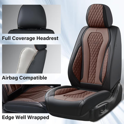 Coverado Seat Covers, Car Seat Covers Full Set, Black Car Seat Cover, Car Seat Covers Front Seats Back Seat Cover, Waterproof Car Seat Cushion, Leather Seat Covers Seat Protector Fit for Most Cars