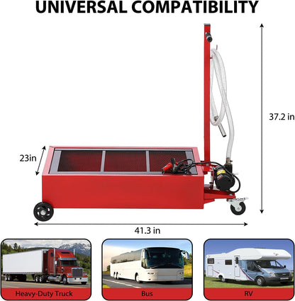 Garvee 20 gal Oil Drain Pan Oil Drain Tank, 76 L Low Profile Oil Drain Pan, Large Capacity Oil Change Pan with Manual Pump & T Foldable Hand and Wheels, 8 ft Hose Oil Drain Cart for Car, SUV, Trucks