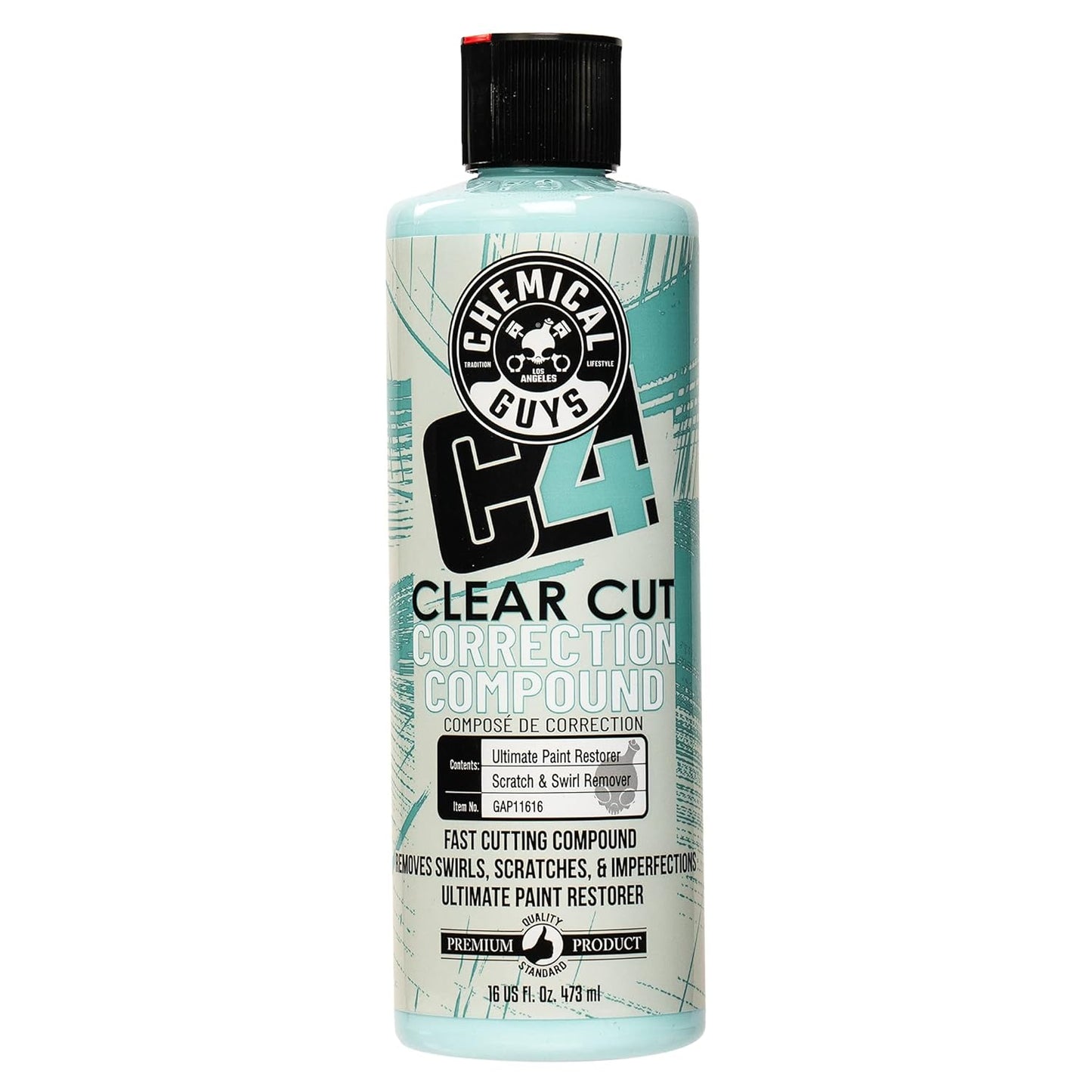 Chemical Guys C4 & P4 Clear Cut Correction Compound and Precision Paint Perfection Polish Combo - Removes Scratches, Swirls, Towel Marks, and Etching, Restores Gloss, Polishing Kit - 2 x 16 oz