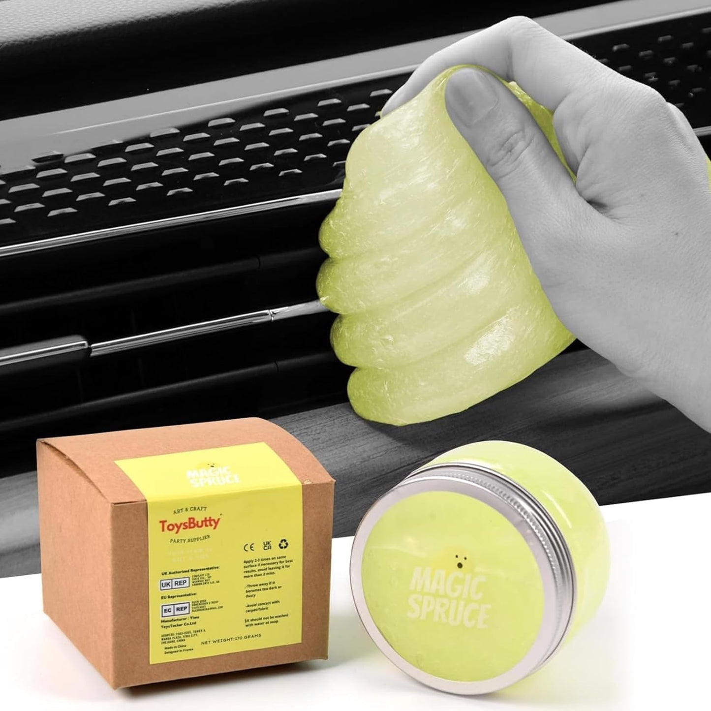 MAGIC SPRUCE Car Cleaning Gel Kit for Car Interior, High End Apple Scented Cleaning Putty in Classy Jar, Detailing Cleaning Gel Universal Dust Cleaner, for Keyboard Apple Laptop, Car Cleaning Supplies