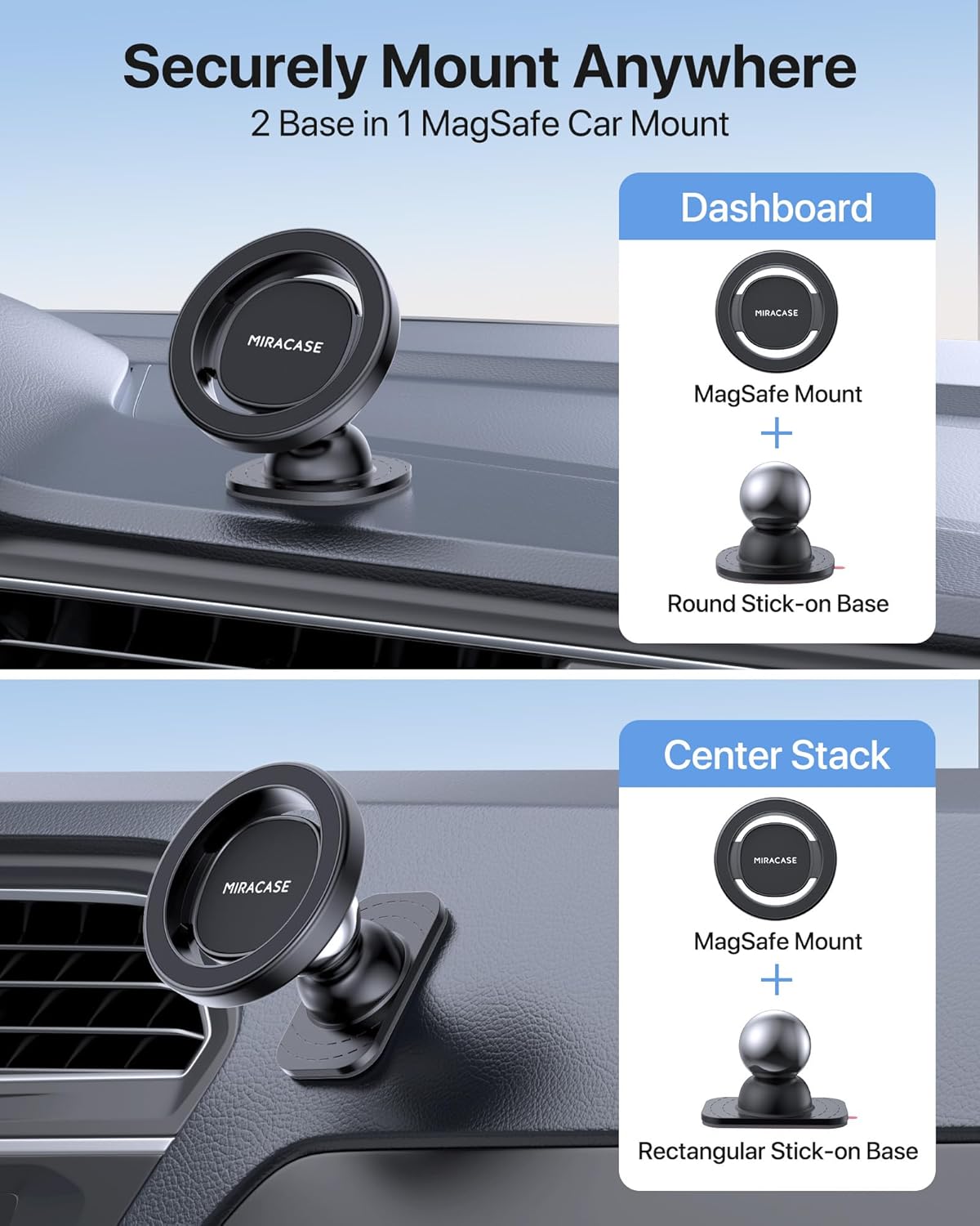 Miracase Phone Holders for Your Car with Metal Hook Clip, Air Vent Cell Phone Stand Car Mount, Universal Automobile Cradle for Garmin GPS Fit iPhone Android and All Smartphones, Dark Black
