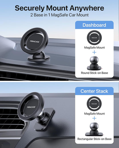 Miracase Phone Holders for Your Car with Metal Hook Clip, Air Vent Cell Phone Stand Car Mount, Universal Automobile Cradle for Garmin GPS Fit iPhone Android and All Smartphones, Dark Black