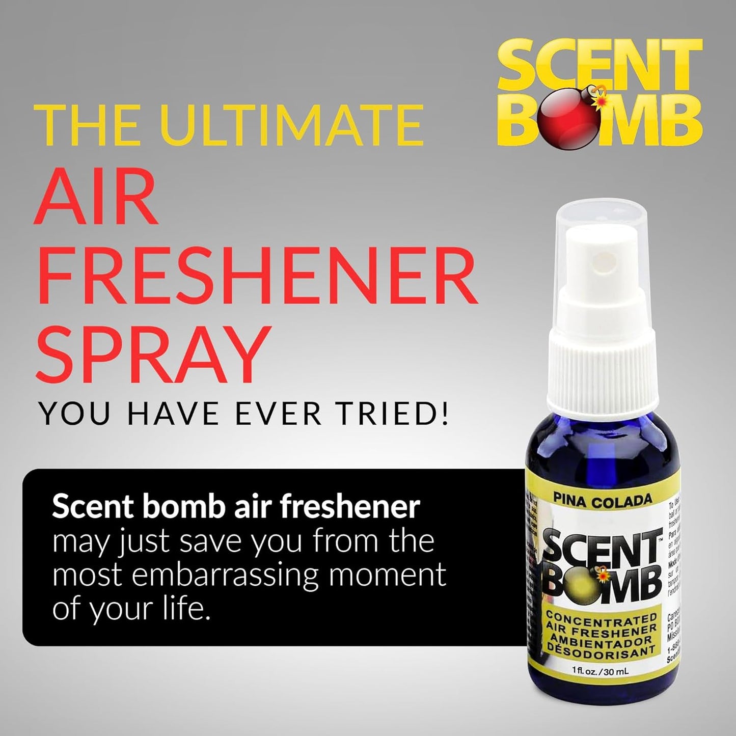 Scent Bomb Air Freshener Spray, Long-Lasting Odor Eliminator - Effective Deodorizer for Home & Car, Fresh Room Spray for Kitchen, Bathroom & Smell Neutralizer - 1 oz Pack of 4, Black Cherry Scent