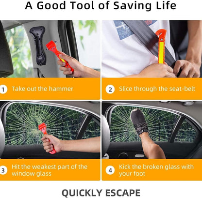 Safety Hammer, 10 Pack Car Emergency Escape Tool Car Window Breaker and Seat Belt Cutter with Light Reflective Tape for Family Car Life Saving Survival Kit