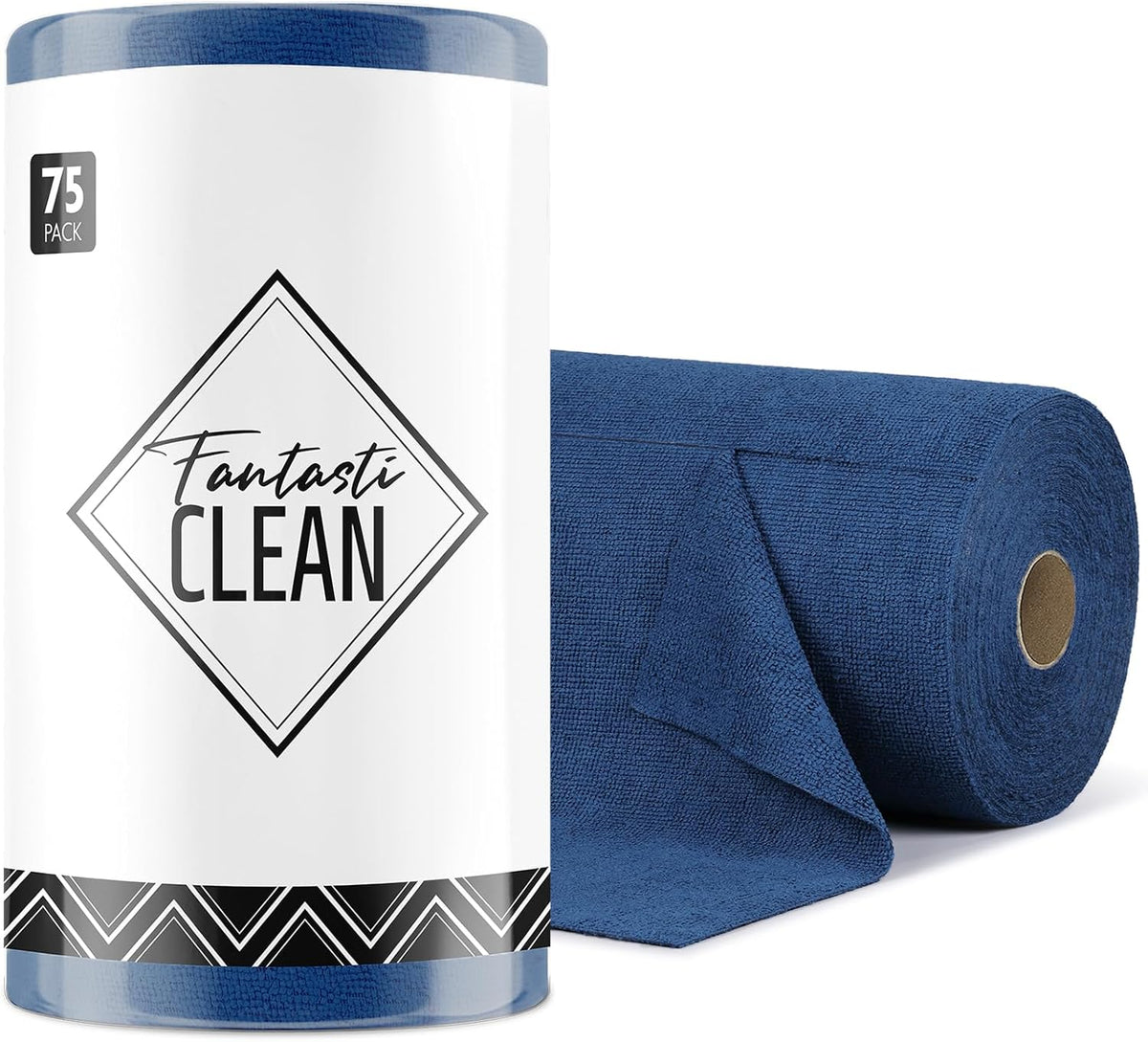 Fantasticlean Microfiber Cleaning Cloth Roll -75 Pack, Tear Away Microfiber Towels, 12" x 12", Reusable, Washable, Scratch Free, Ultra Absorbent for All-Around Cleaning Supplies (DimGray)