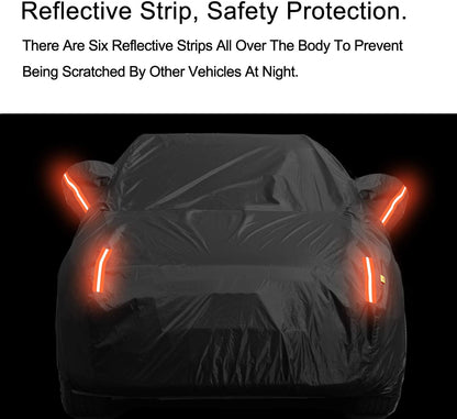 Full Car Covers for Sedan, Car Cover Waterproof All Weather Windproof Dustproof UV Protection Scratch Resistant Indoor Outdoor Univers