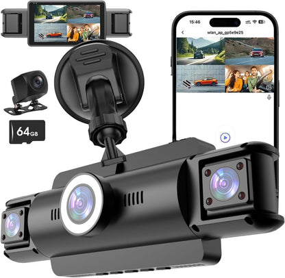 1080P Dual Dash Camera for Car Front and Inside Dashcam Car Security Video Recorder,170°Wide Angle Vehicle Cam,WDR,G-Sensor,2’’ IPS Screen,Loop Recording,Night Vision (Dual Dash Cam Without Card)