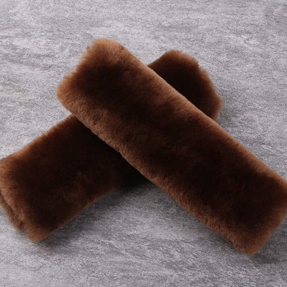 OGLAND Authentic Sheepskin Car Seat Belt Pad,2 Pack Soft Seat Belt Cover for Shoulder Pad Neck Cushion Protector Car Accessories by Genuine Natural Merino Wool (Misty Gray) - Colors B