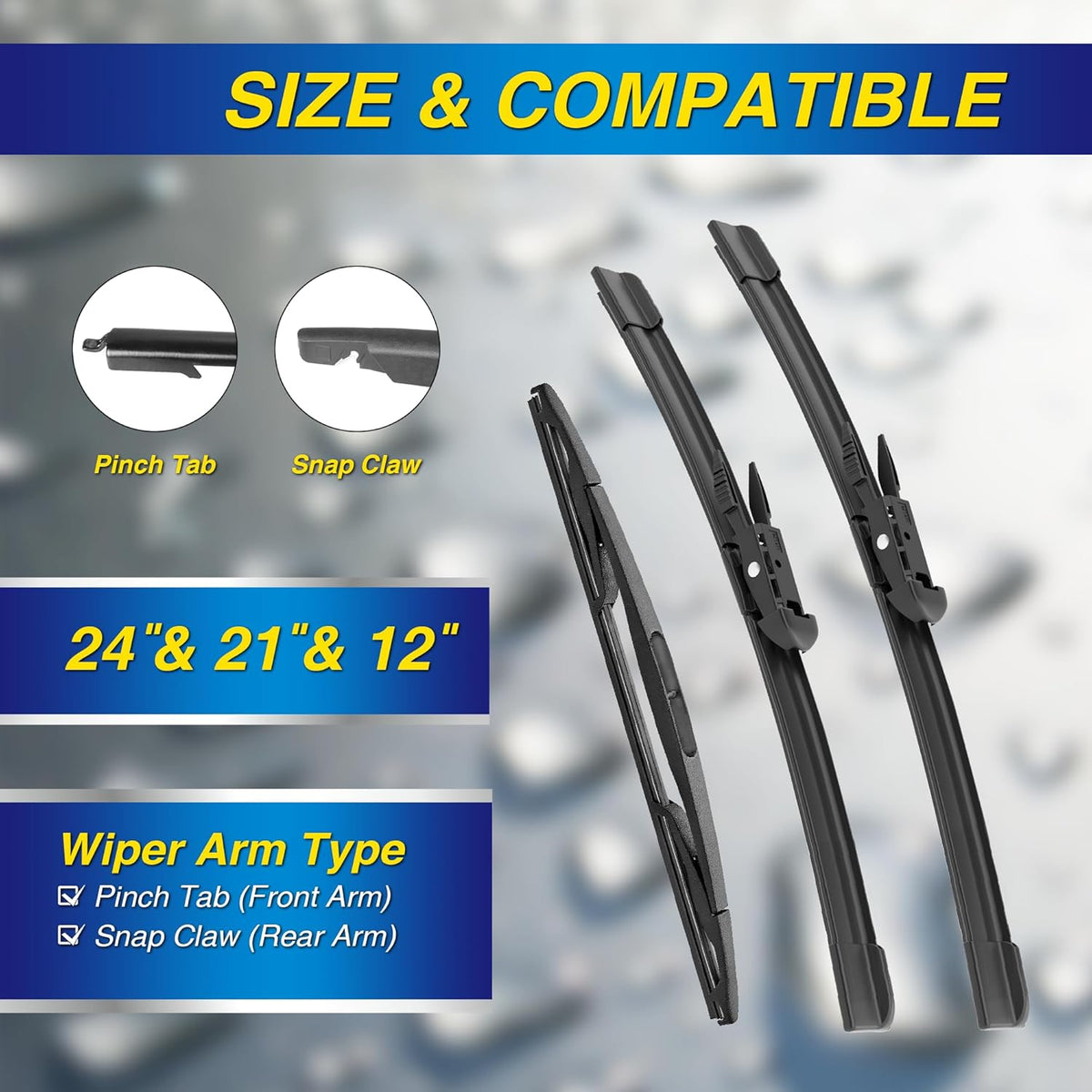 5 PLUS® Silicone Windshield Wipers Replacement for 2007-2014 Ford edge, 2007-2015 Lincoln MKX Wiper Blades(Set of 3),Automotive Replacement Windshield Wiper Blades For My Car-26"/20"/14" - Colors B