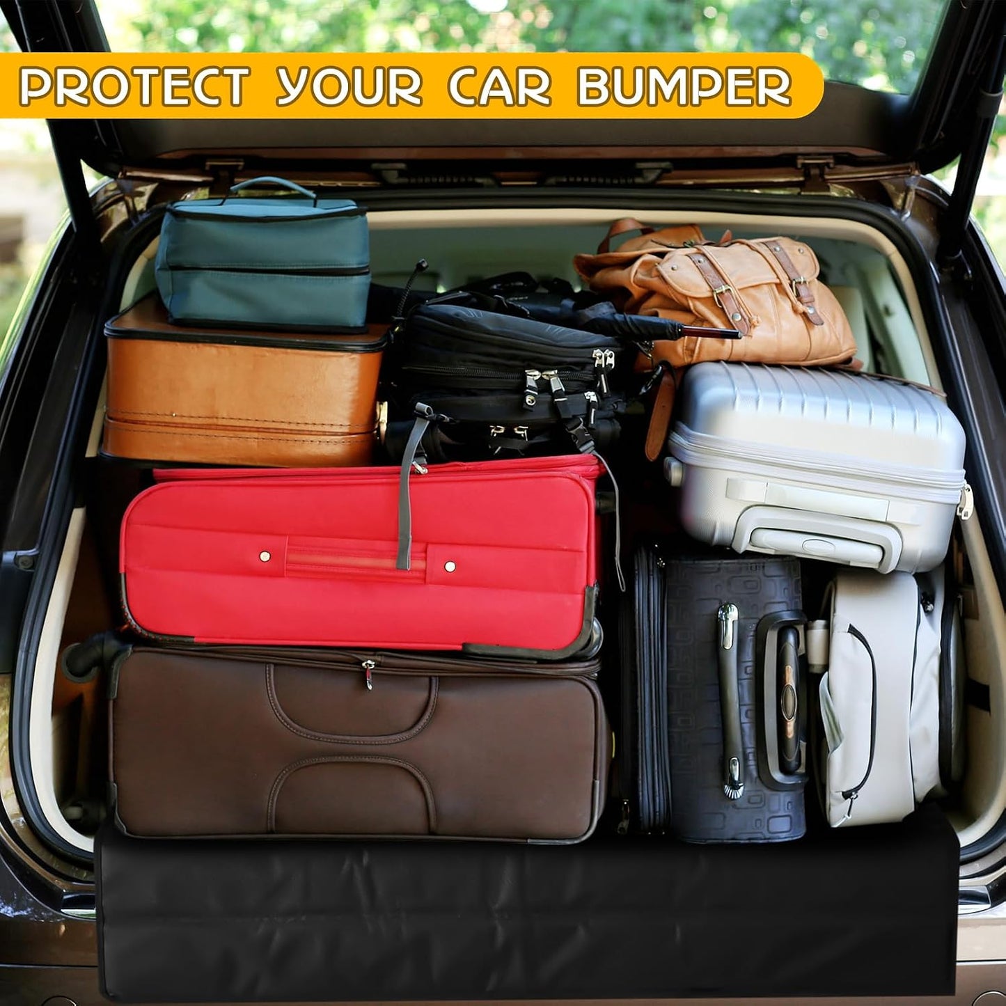 Tinideya Large Rear Bumper Protector for Cars 41 x 25 Inch Bumper Guard Foldable Protective Mat Dog Blanket Cargo Liner Preventing Scratches While Unloading and Loading for SUV Van Truck Vehicle