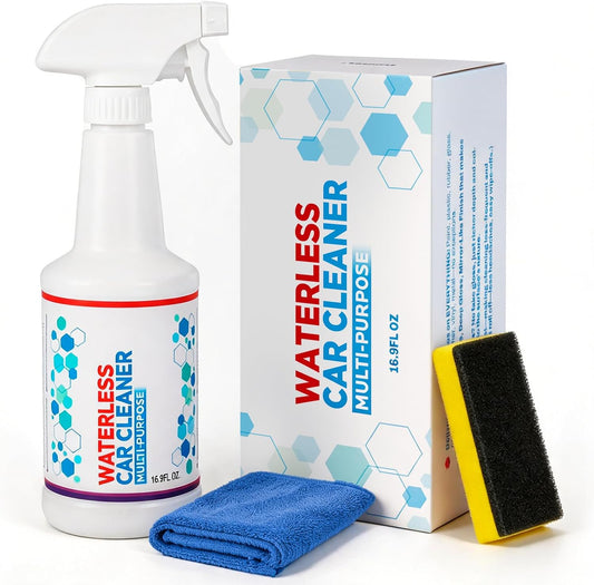 Waterless Car Wash Spray & Wipe Detailer, Exterior Cleaner for Paint Glass Wheels Trim, No Hose Car Wash for Light Dirt, Dust Quick Shine (16.9 Fl Oz)