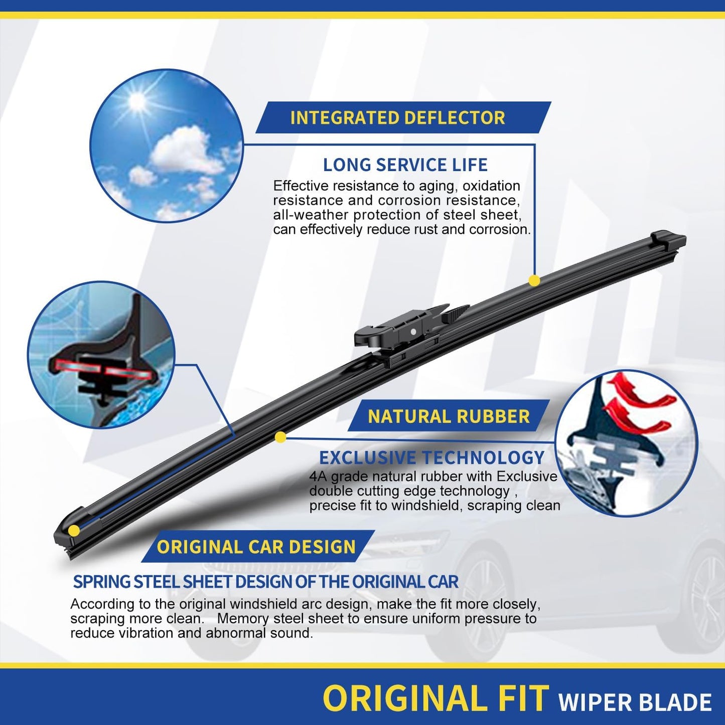 3 Wipers Factory Replacement For Subaru Outback 2020-2022 2023 2024 Original Equipment Replacement Windshield Wiper Blades Set 26"+18"+16" (Set of 3) Top Lock - Colors A