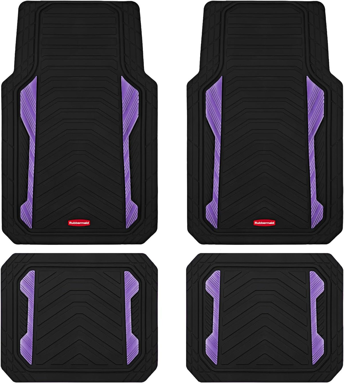 Rubbermaid Car Floor Mat, Heavy Duty All-Weather Car Mats Full Set with Dual-Tone Pink Aluminum Inserts – Universal Fit, Anti-Slip Backing, Trim-to-Fit for Most SUV, Sedan, Van
