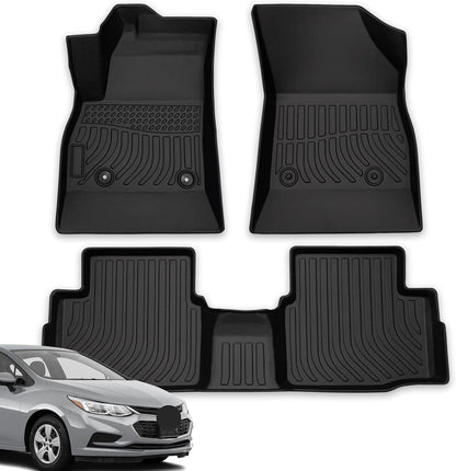 All Weather Floor Mats for 2016-2019 Chevy Cruze (No Fit 2016 Cruze Limited), Chevy Cruze Floor Mats, 1st and 2nd Maximum Coverage, 3D Waterproof TPE Rubber Protector Car Mats Full Set Liners