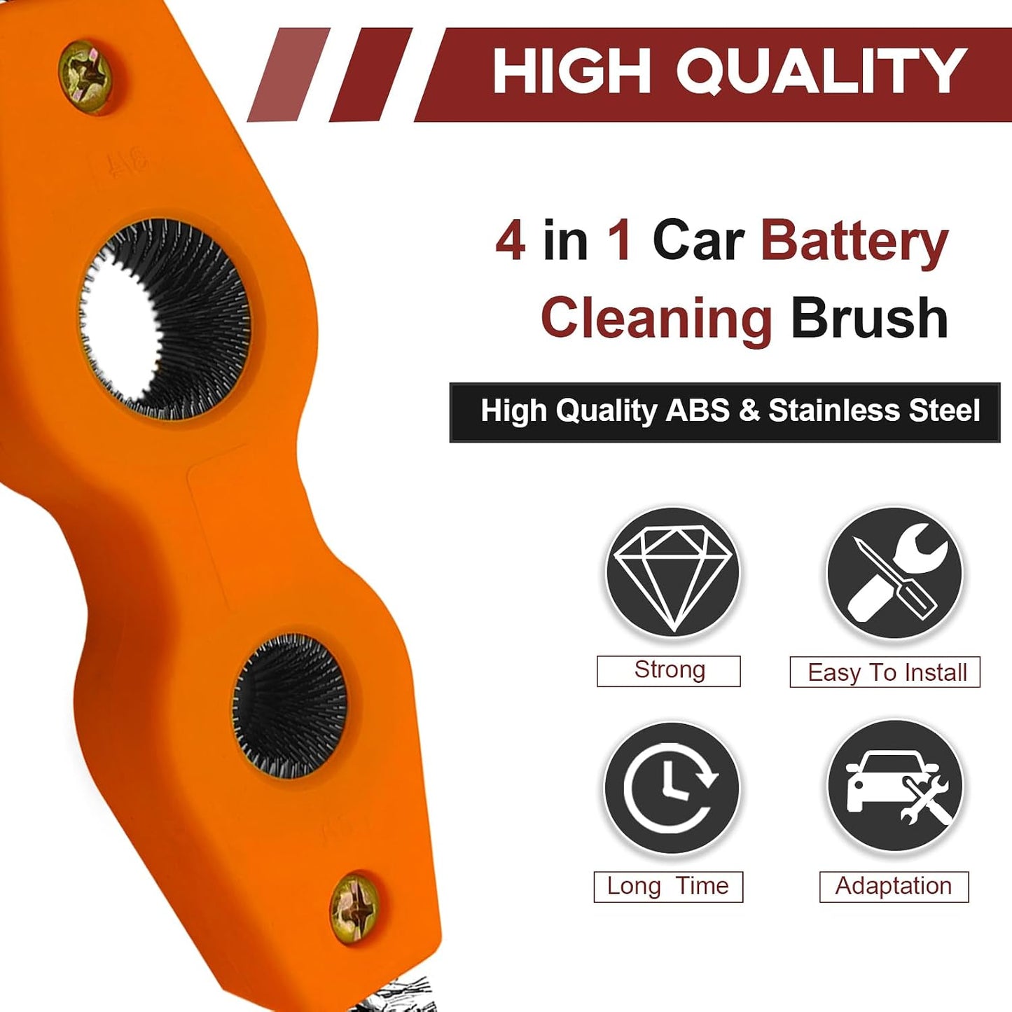 4 in 1 Car Battery Terminal Cleaning Brush, Anti-Rust Auto Battery Cleaner Brush Tool, Universal for Automotive and Marine for Plumbing Installation Soldering Brazing, Car Accessories (Blue)