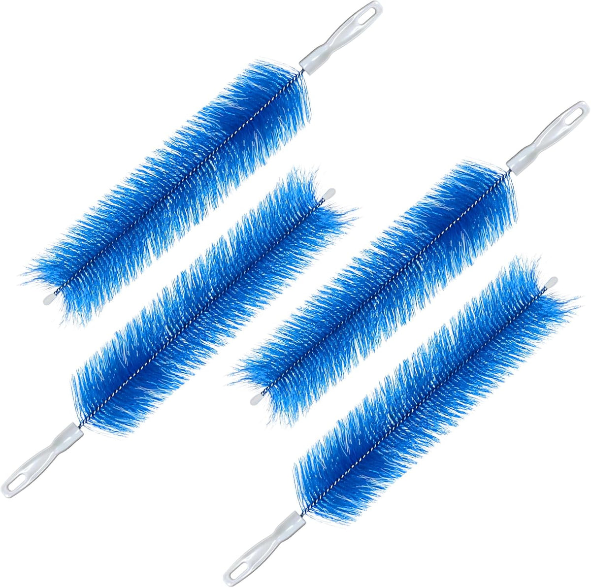 4 PCS Fan Cleaner Brush, Cobweb Duster Bendable Fan Duster, Plastic Dust Cleaner Reusable Head Ceiling Brush Microfiber Dirt Remover for AC Radiator Car Vents Blinds Shutters Window (Blue)