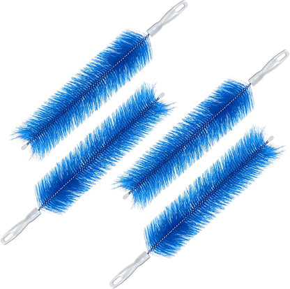 4 PCS Fan Cleaner Brush, Cobweb Duster Bendable Fan Duster, Plastic Dust Cleaner Reusable Head Ceiling Brush Microfiber Dirt Remover for AC Radiator Car Vents Blinds Shutters Window (Blue)