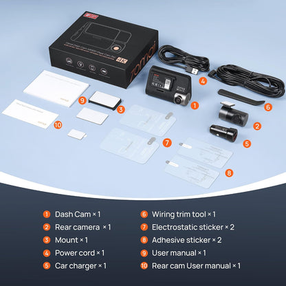 70mai 4K Dash Cam Front and Rear, Built in Wi-Fi 6 & GPS Car Camera, Super Night Vision, ADAS, 3'' IPS Screen, 24H Parking Mode, Time-Lapse, Loop Recording, with 128GB Card (A800SE)