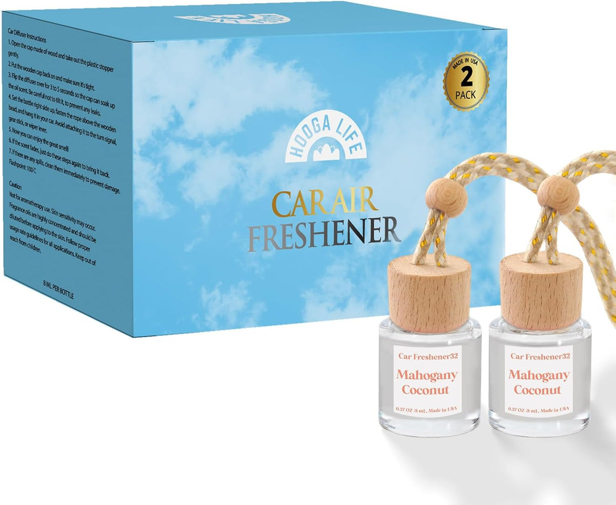 HoogaLife Car Air Freshener Diffuser 2 Pack Hanging Air Freshener Diffuser - Vanilla Cream Fragrance Oil Air D iffuser for Car, 45+ days Long Lasting Fragrance Made in USA C ar Air Fresheners (V54)