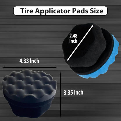 Tire Shine Applicator Pads, 2 Pcs Tire Dressing Applicator, Reusable Tire Shine Sponge Wave Contoured for Car Detailing, 3.15inch
