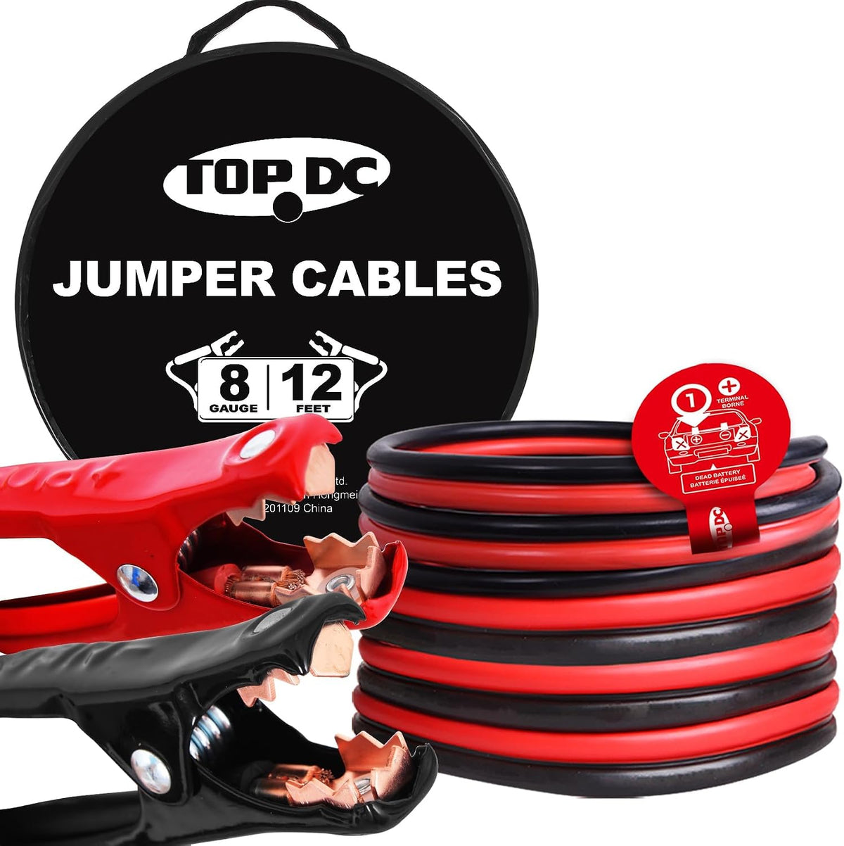 TOPDC 4 Gauge 20 Feet Jumper Cables for Car, SUV and Trucks Battery, Heavy Duty Automotive Booster Cables for Jump Starting Dead or Weak Batteries with Carry Bag, (TD-P0420)