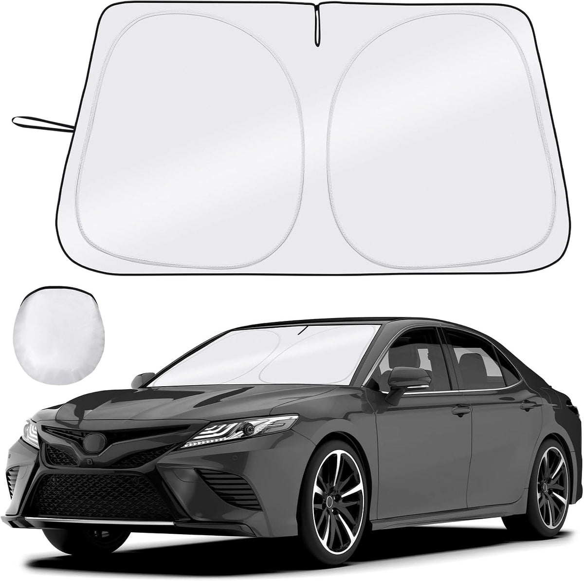 Windshield Sun Shade - Car Sun Shade Windshield, Reflector Sunshade Offers Ultimate Protection for Car Interior, Foldable Front Window Fit for Hatchback, Truck, SUV, MPV