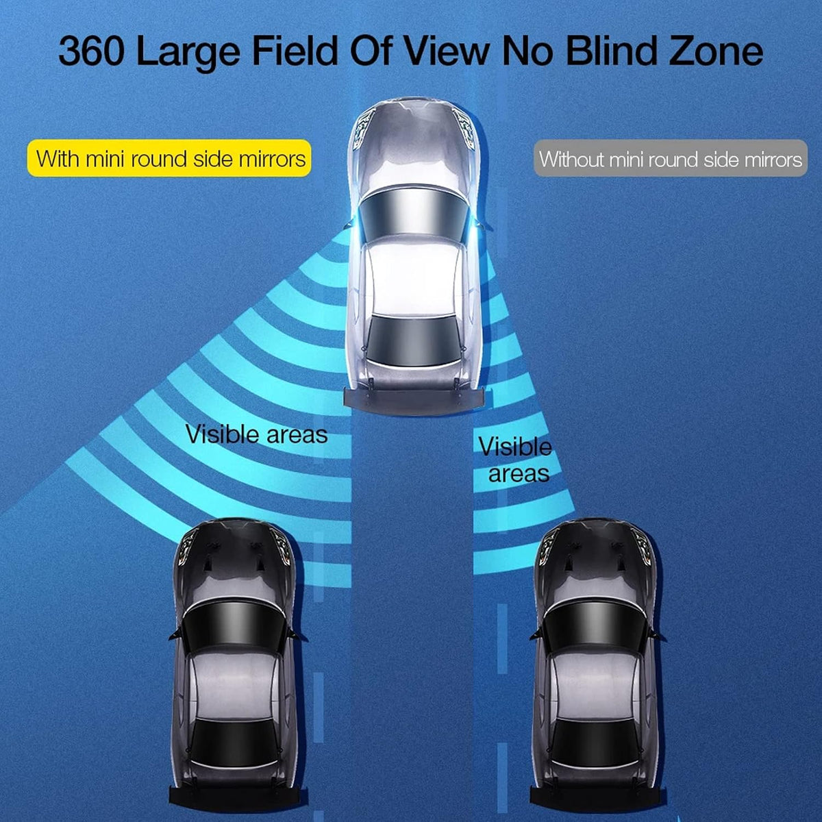 Upgrade HD Glass Wide Angle Blind Spot Mirror, Frameless 360 Adjustable Convex Rear View Mirror for Cars, Trucks and SUV - Big Fan Shaped 2pcs
