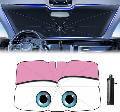 Windshield Sun Shade 2025 Car Accessories 100% Blackout Car Front Windsow Shades Umbrella Automotive Sun Visor Block Heat Insulation Protection (Black Eyes)