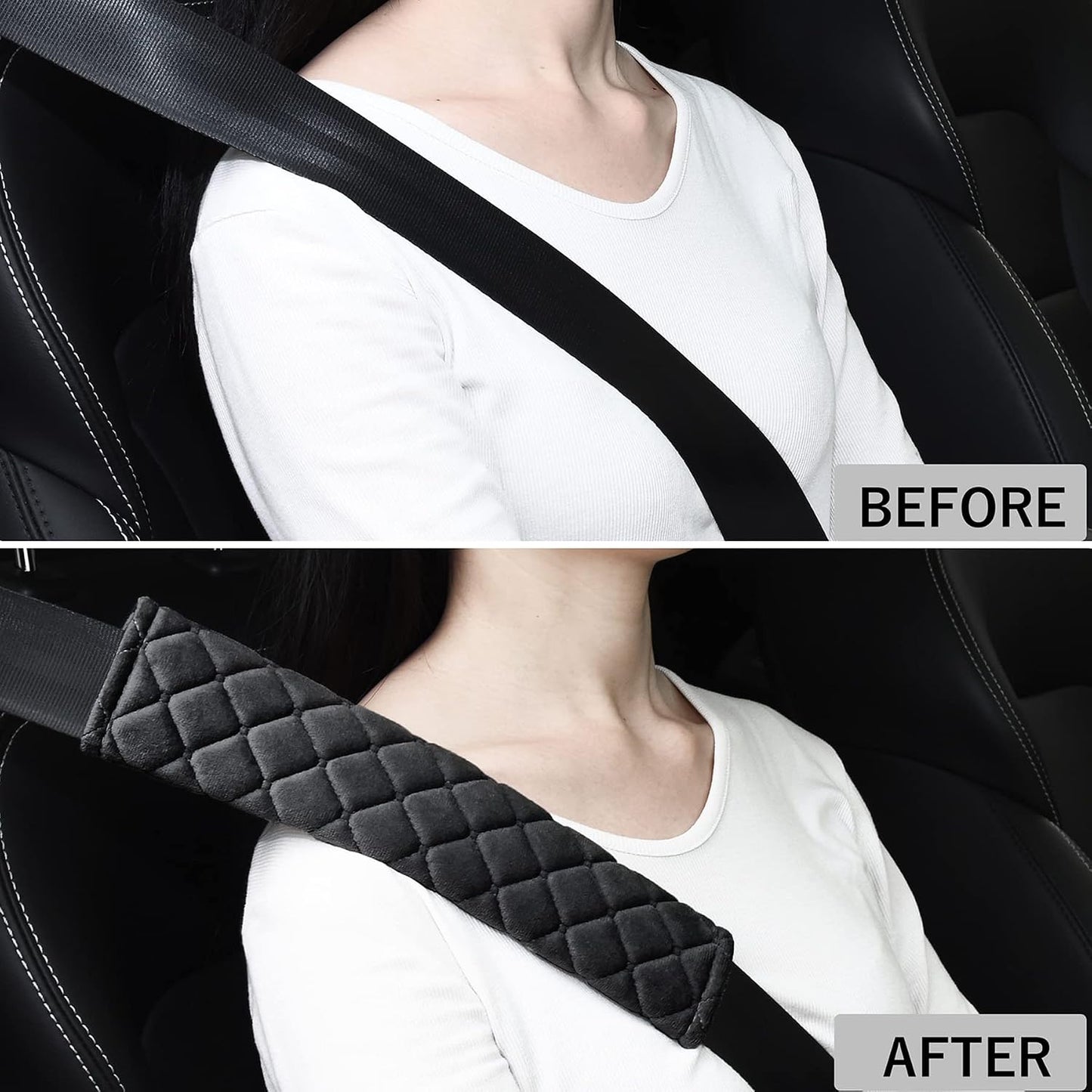 Universal Car Seat Belt Pads Cover,Seat Belt Shoulder Strap Covers Harness Pad for Car/Bag,Soft Comfort Helps Protect You Neck and Shoulder from The Seat Belt Rubbing(2-Pack)