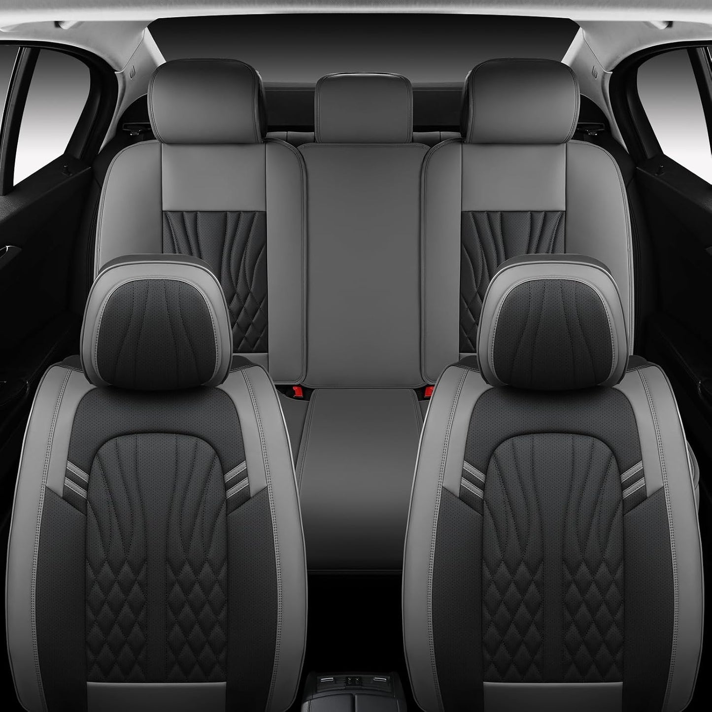 MINGBRON Leather Car Seat Covers,Car Seat Protector Waterproof,Seat Covers Full Set, Car Seat Protectors 5 Seats,Automotive Seat Covers Fit Most Cars Wine Red