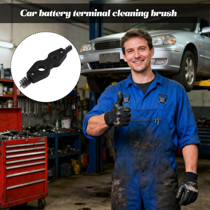 Car Battery Terminal Cleaning Brush, 4 in 1 Vehicle Battery Terminal Clean Steel Wire Heads Brush, Automotive Machine Part Cleaning Tool, Universal for SUV RV Lorry (Blue)