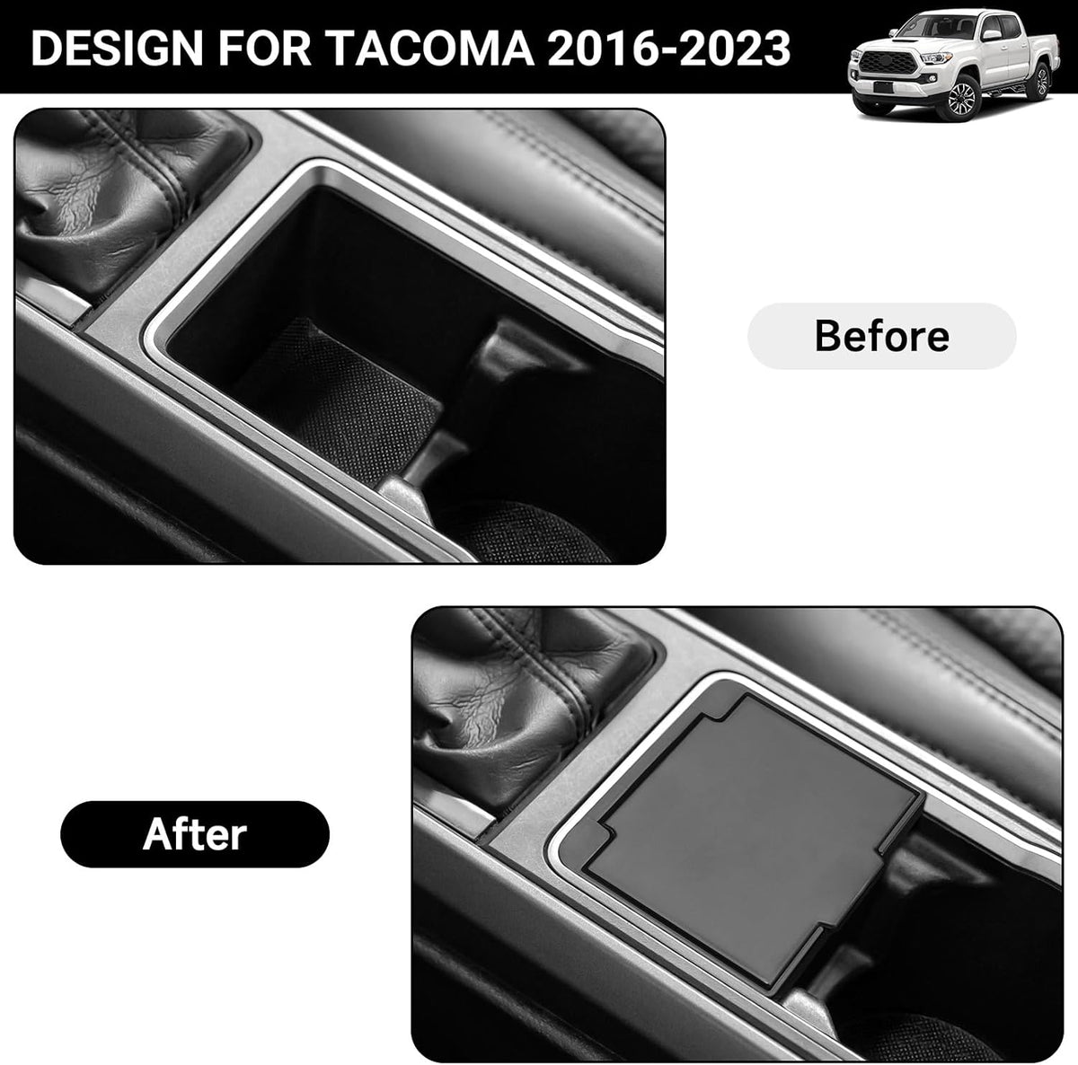 Glove Box Dividers Organizer Compatible with Toyota 2016-2020 2021 2022 2023 Tacoma Accessories Black ABS Material Center Console Organizer