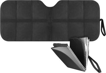 Motor Trend Windshield Sunshade for Car, Truck & SUV, Black - Folding Sun Shade for Front Window, Auto Sun Visor Heat Protection, UV Rays Blocker (58 x 24 Inch)