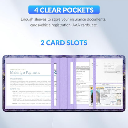 Car Registration and Insurance Card Holder，Vehicle Glove Box Car Organizer，Accessories Case for Storing Driving Licences, Cards, Documents