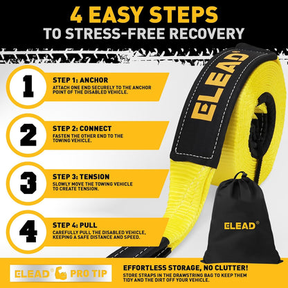 3" x 30Ft Recovery Tow Strap Heavy Duty with Hooks - 36000 LBS Break Strength, 3/4 D Ring Shackles (2pcs), Emergency Recovery Strap Tow Rope for Truck, SUV, ATV Offroad Vehicle