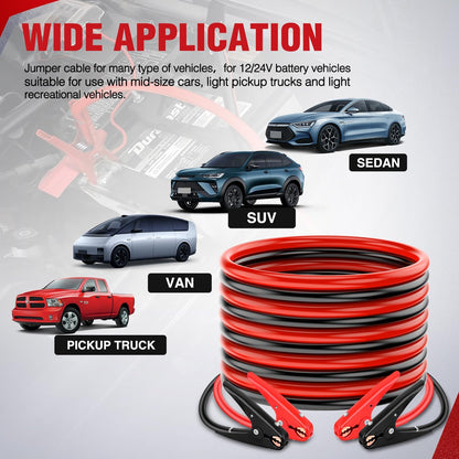 Nilight Jumper Cables for Car Battery 8 Gauge 12 FT Booster Cable Heavy Duty 250 A CCA with Carrying Bag Jump Start Emergency Kit Pickup Vans SUV Sedan Motorcycle