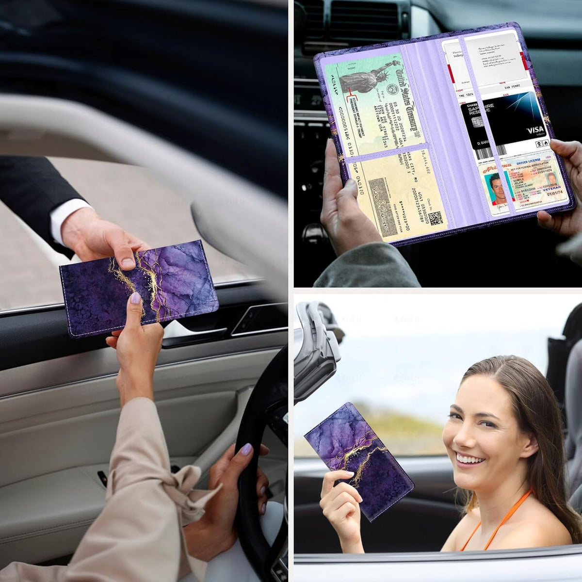 Car Registration and Insurance Holder，Colour Patterns Men Women Car License Document Registration and Insurance Card Holder